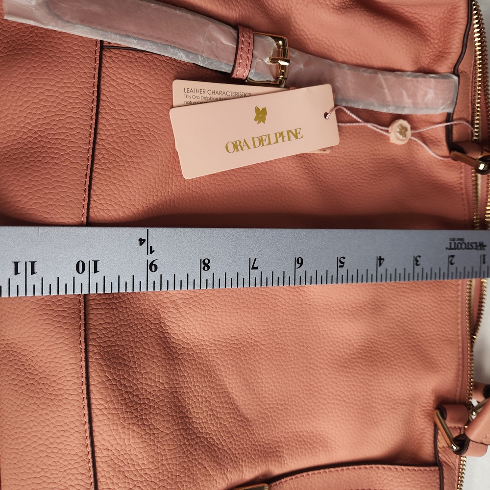 Ora Delphine Peach Leather Tote - Picture 11 of 13